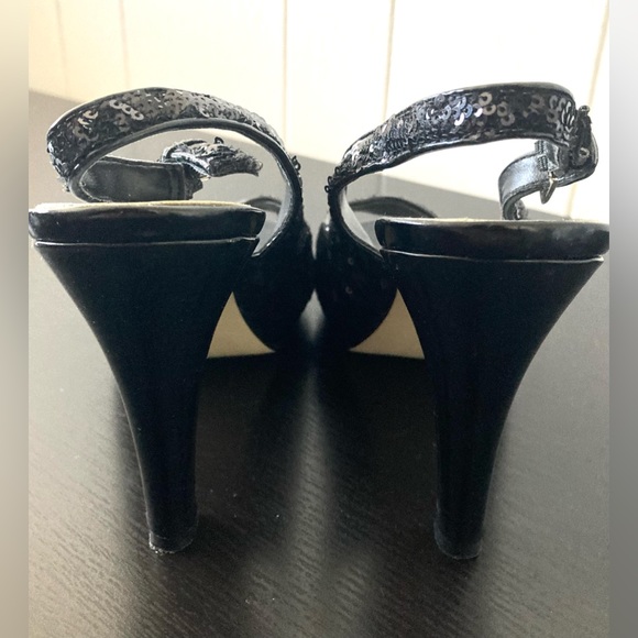 Tahari Leather Sequin Platform Heels - Picture 4 of 15